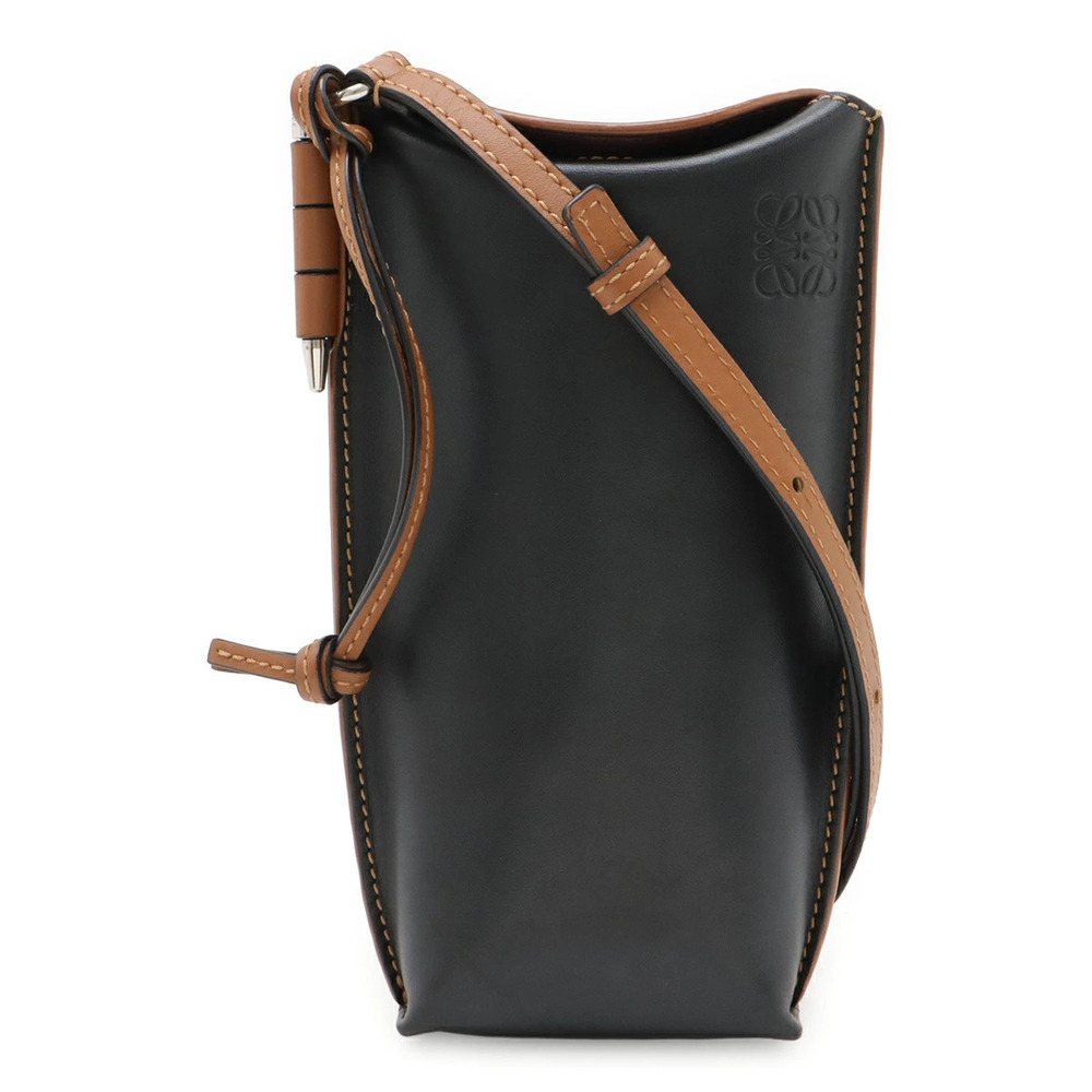 Loewe Anagram Gate Pocket Shoulder Bag Soft Calf Leather Black